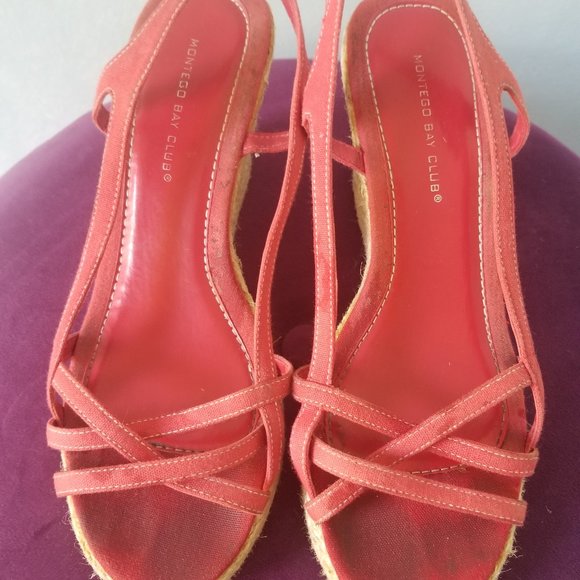 2for30! Coral Wedge Espadrilles - Picture 1 of 7